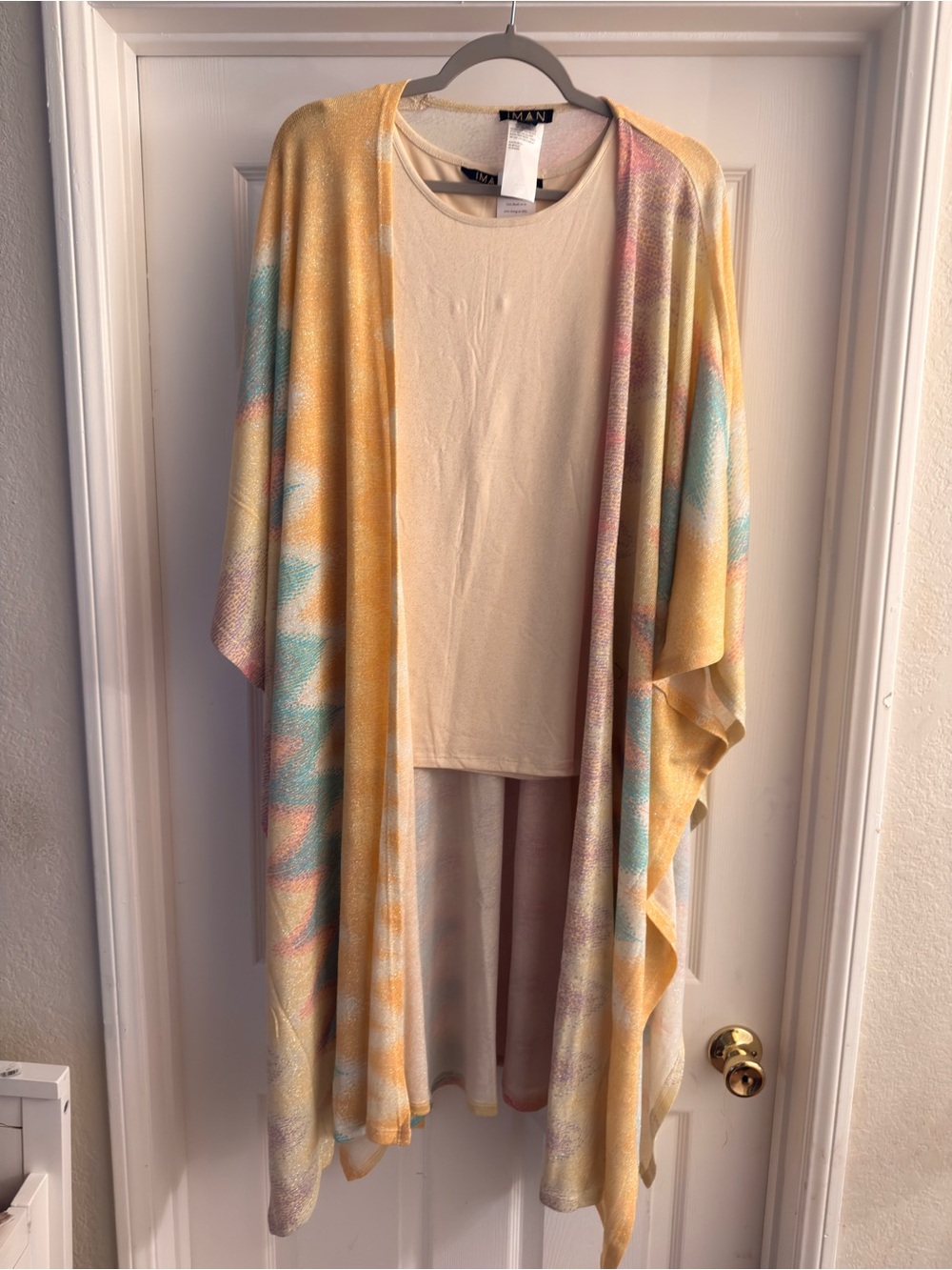 IMAN Pastel Yellow Multicolor Kimono Cover